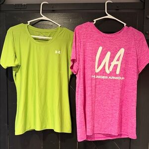Under Armour Lime Green and Heathered Pink Tees